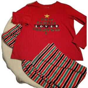 Jammies for your Families Womens 2 piece PJ This Family Loves Christmas Medium